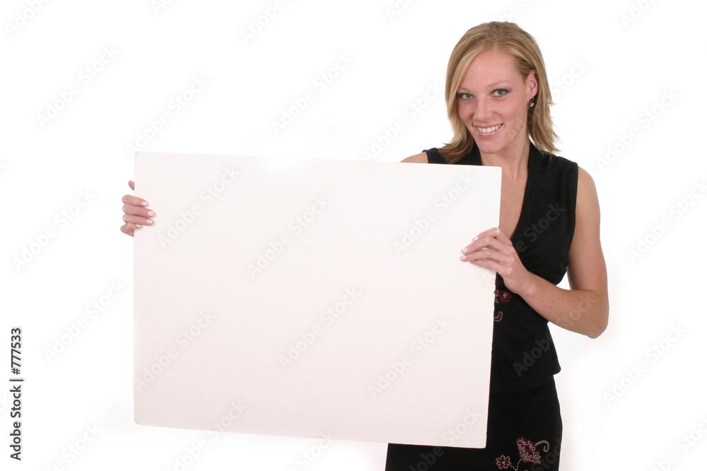 woman holding blank sign woman holding blank sign