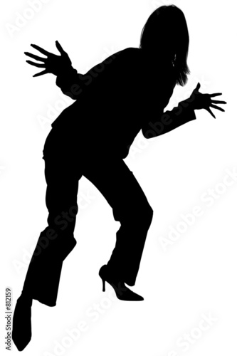 silhouette of happy woman