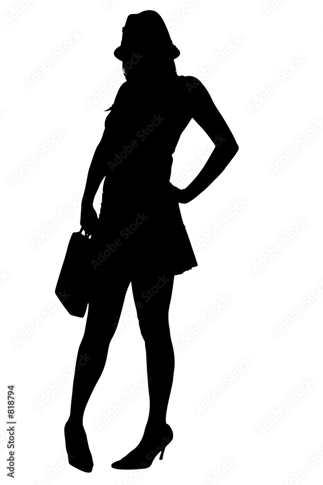 silhouette with clipping path of sexy business wom