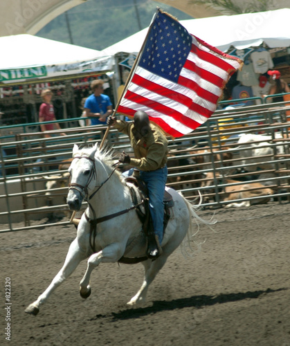 cowgirl  & flag photo