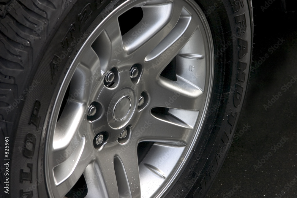 closeup of car wheel
