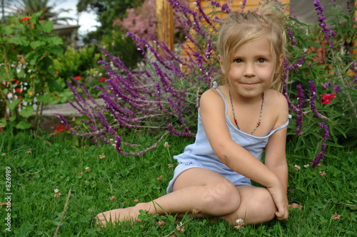 the child on the grass