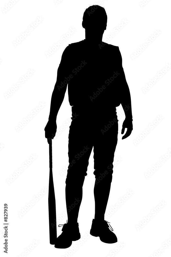 silhouette with clipping path of male softball pla silhouette with clipping path of male softball pla