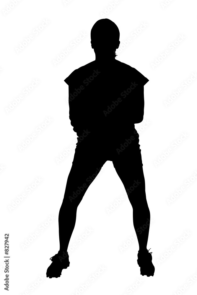 silhouette with clipping path of female softball p