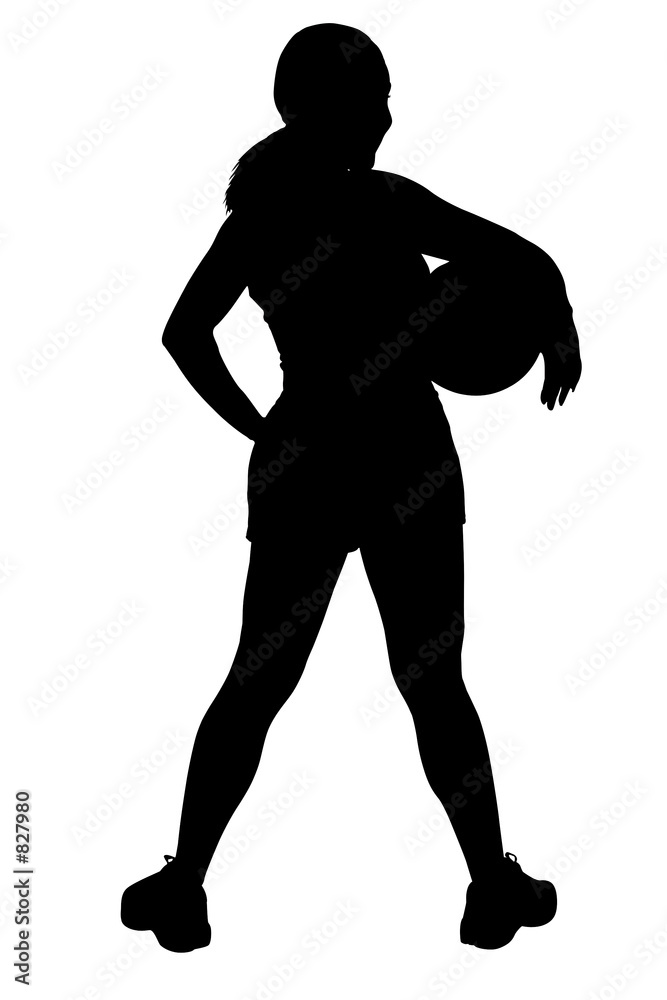 silhouette with clipping path of woman with basket