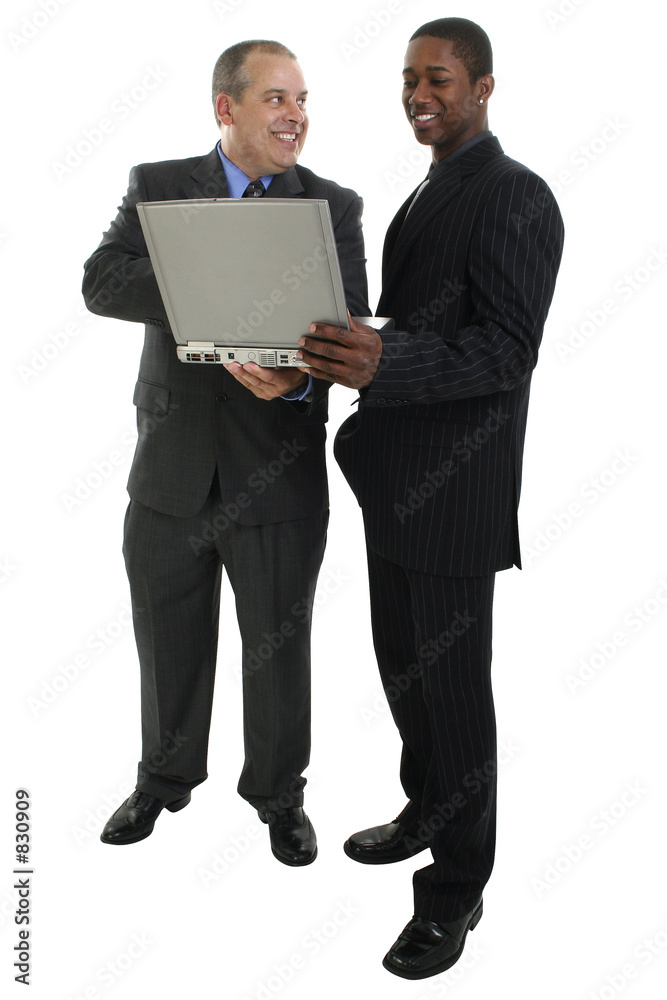 businessmen standing with laptop computer