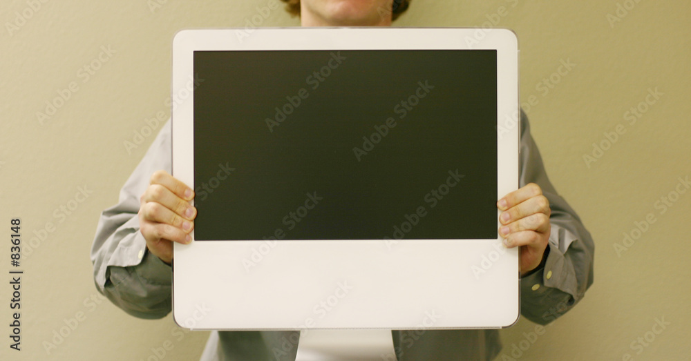 Εκτύπωση καμβά man holding computer