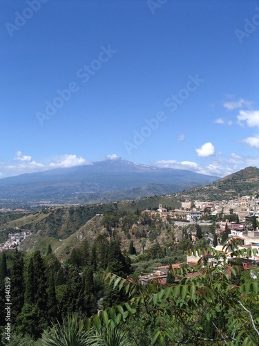  town taormina of sicily, and etna photo