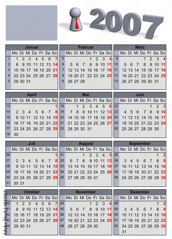 kalender 2007 Stock Illustration | Adobe Stock