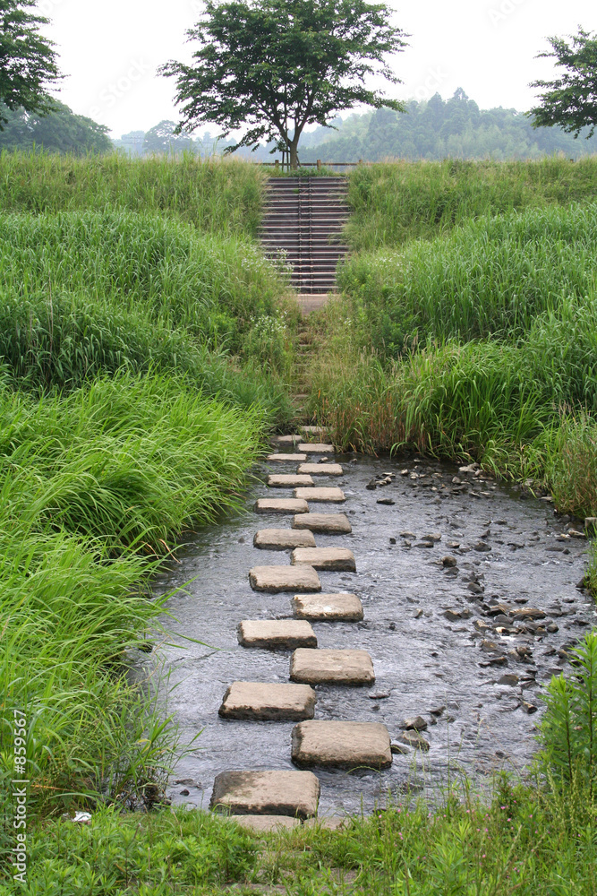 stone steps across a river