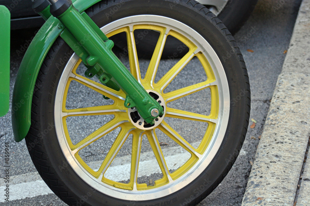green and yellow wheel