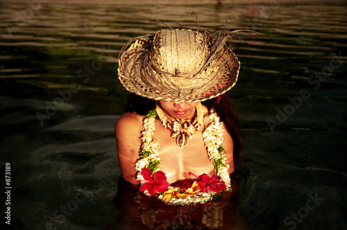  woman in tahiti sunset