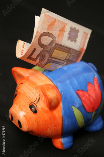 Принти на полотні fifty euro and piggy