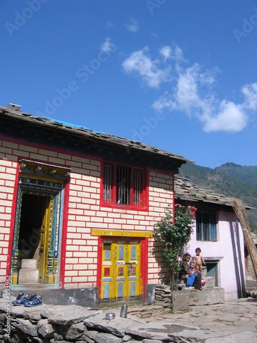 colourful house at himalayan mountain photo