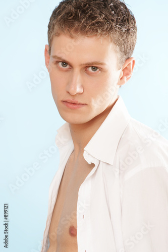 young man, blonde in a white shirt2 photo