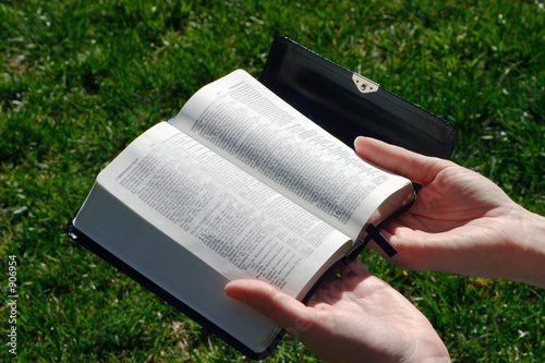 woman reading bible photo