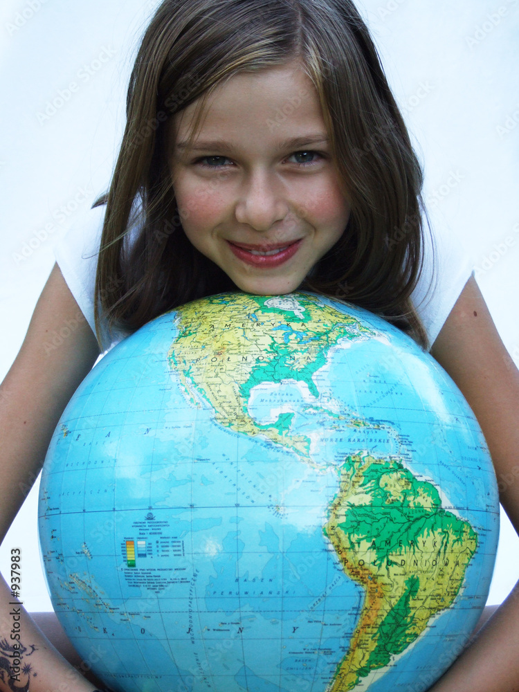 girl with globe