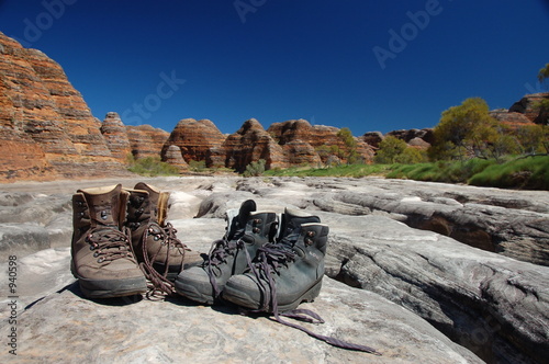 walking shoes in purnunulu np, western australia photo