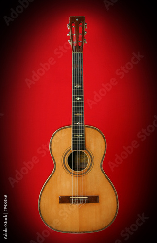 guitar over red background