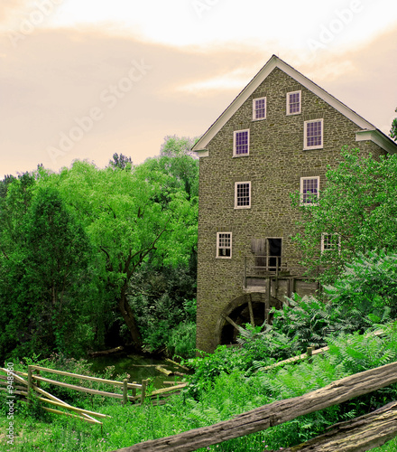 water wheel landscape