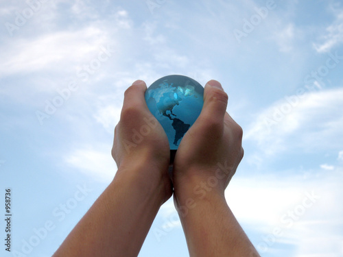 hand with globe