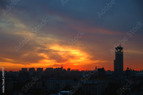 sunset over a big city