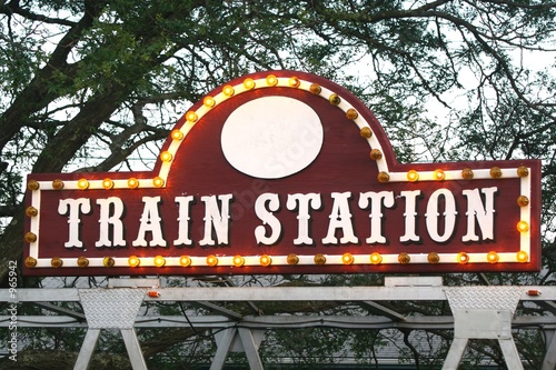 amusement park train station sign