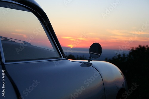 sunset old car photo