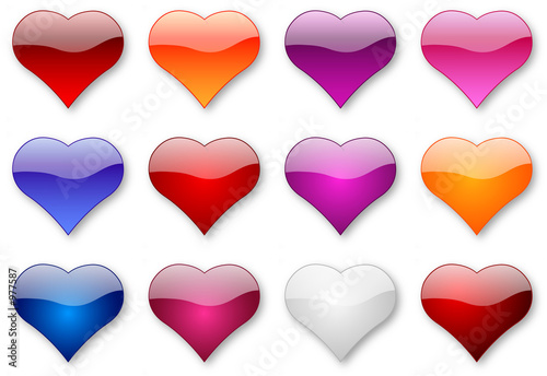 coloured aqua hearts