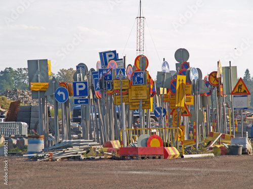collection of used traffic signs