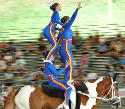 horse vaulter team performing