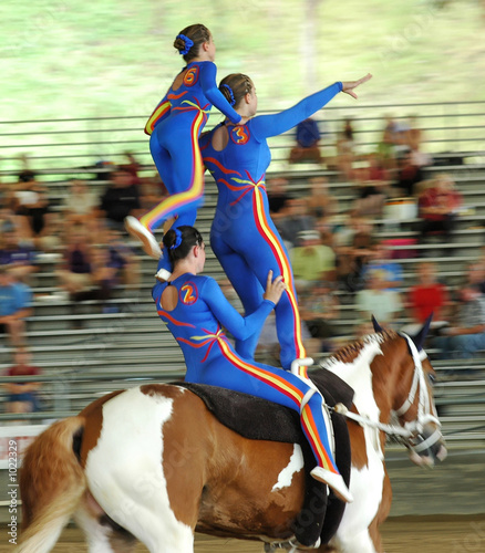 horse vaulter team performing