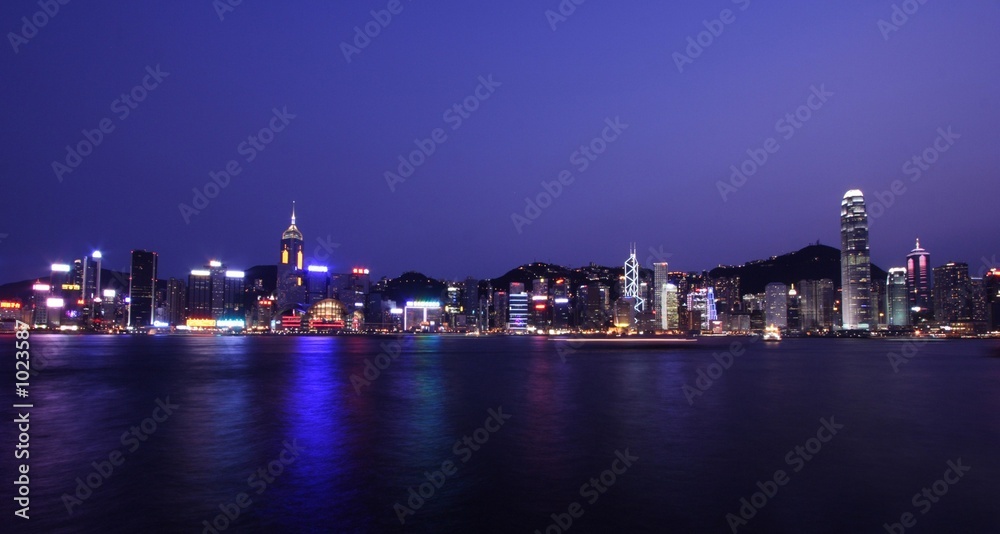 hong kong skyline by night