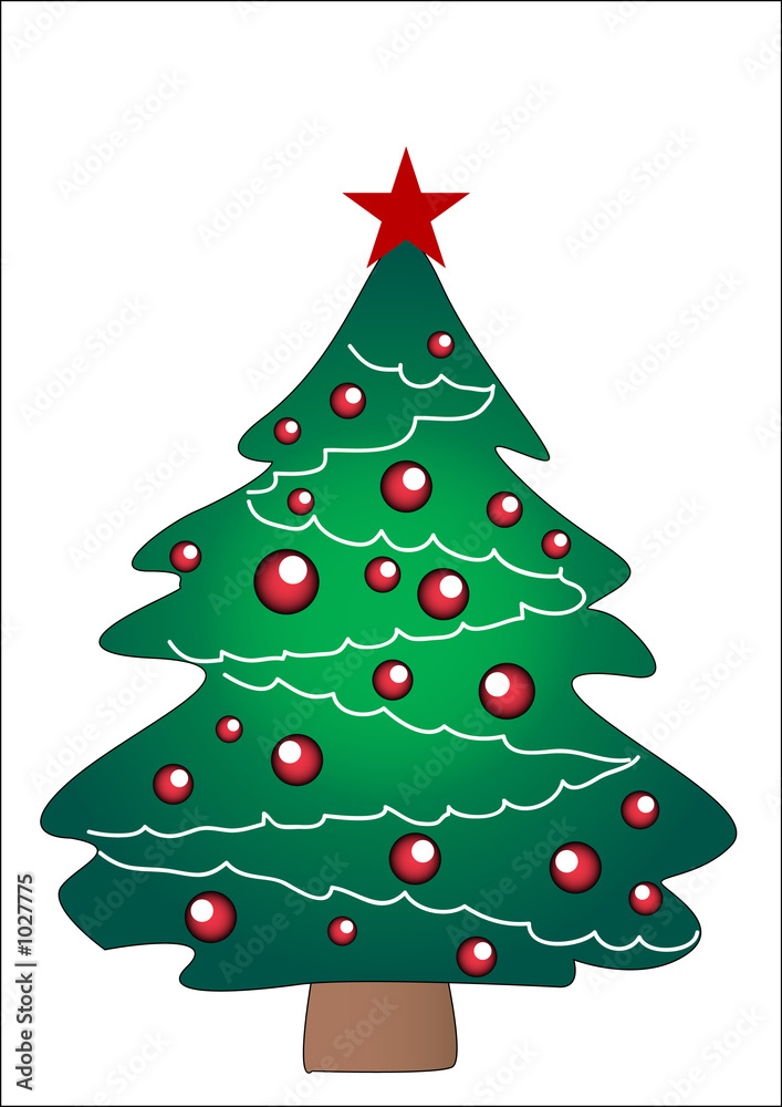 Obraz premium christmas tree, with star and decorations. (check