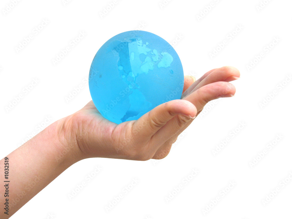 woman hand with globe woman hand with globe