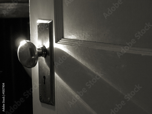 morning light on chrome doorknob photo