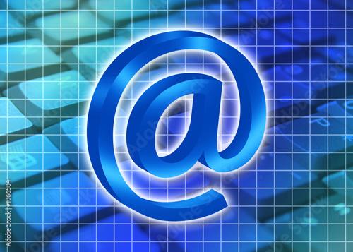 email symbol with keyboard in the background