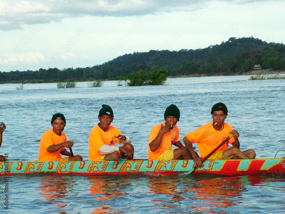 Obraz premium course de bateaux, laos