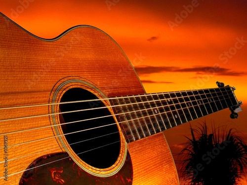 guitar sunset