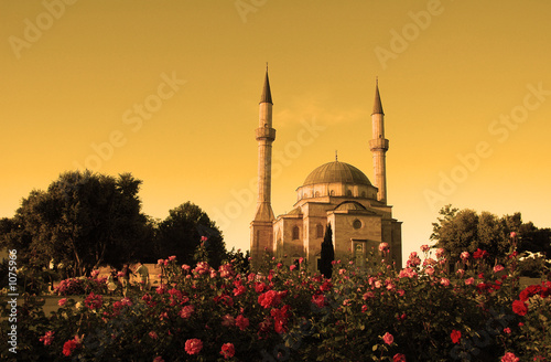 mosque with two minarets in baku, azerbaijan at su #1075966