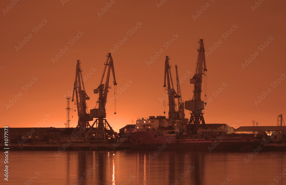 baku port at night at sunrise