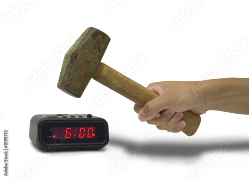 smashing an alarm clock
