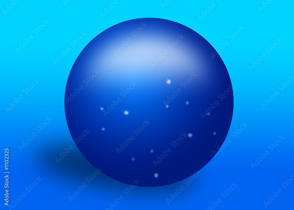 blue crystal ball with stars