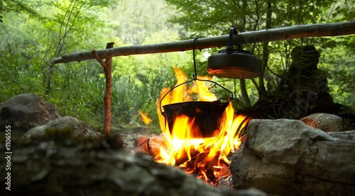 Canvas Print camping fire