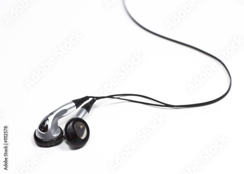 silver ear bud headphones