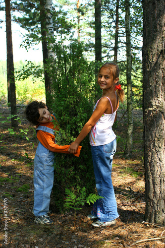 children in the forest.