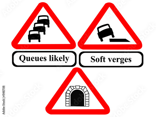 queues likely  soft verges road signs