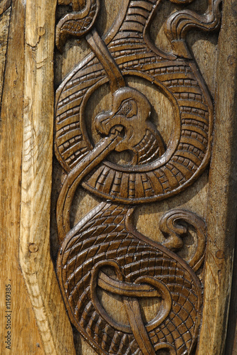 wood carved dragon. photo