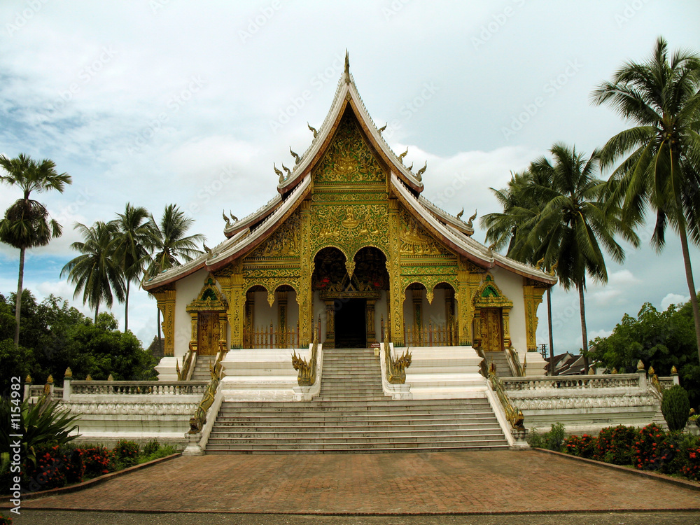 temple bouddhiste et cocotiers luang prabang