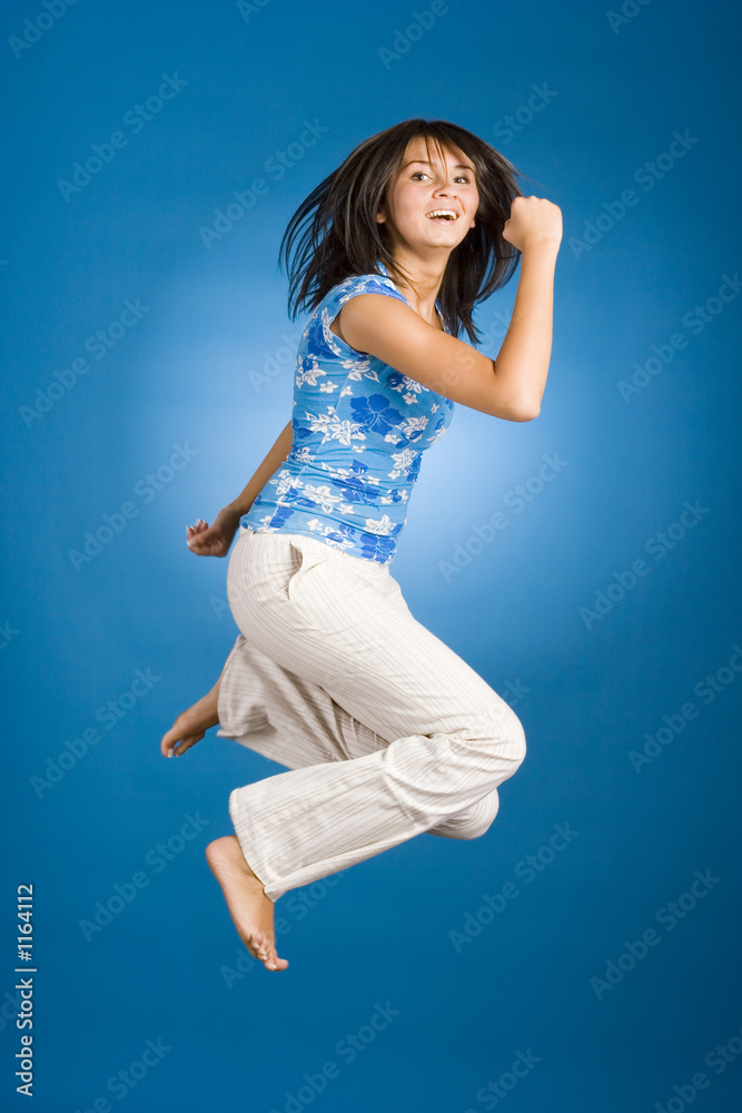 jumping happy woman